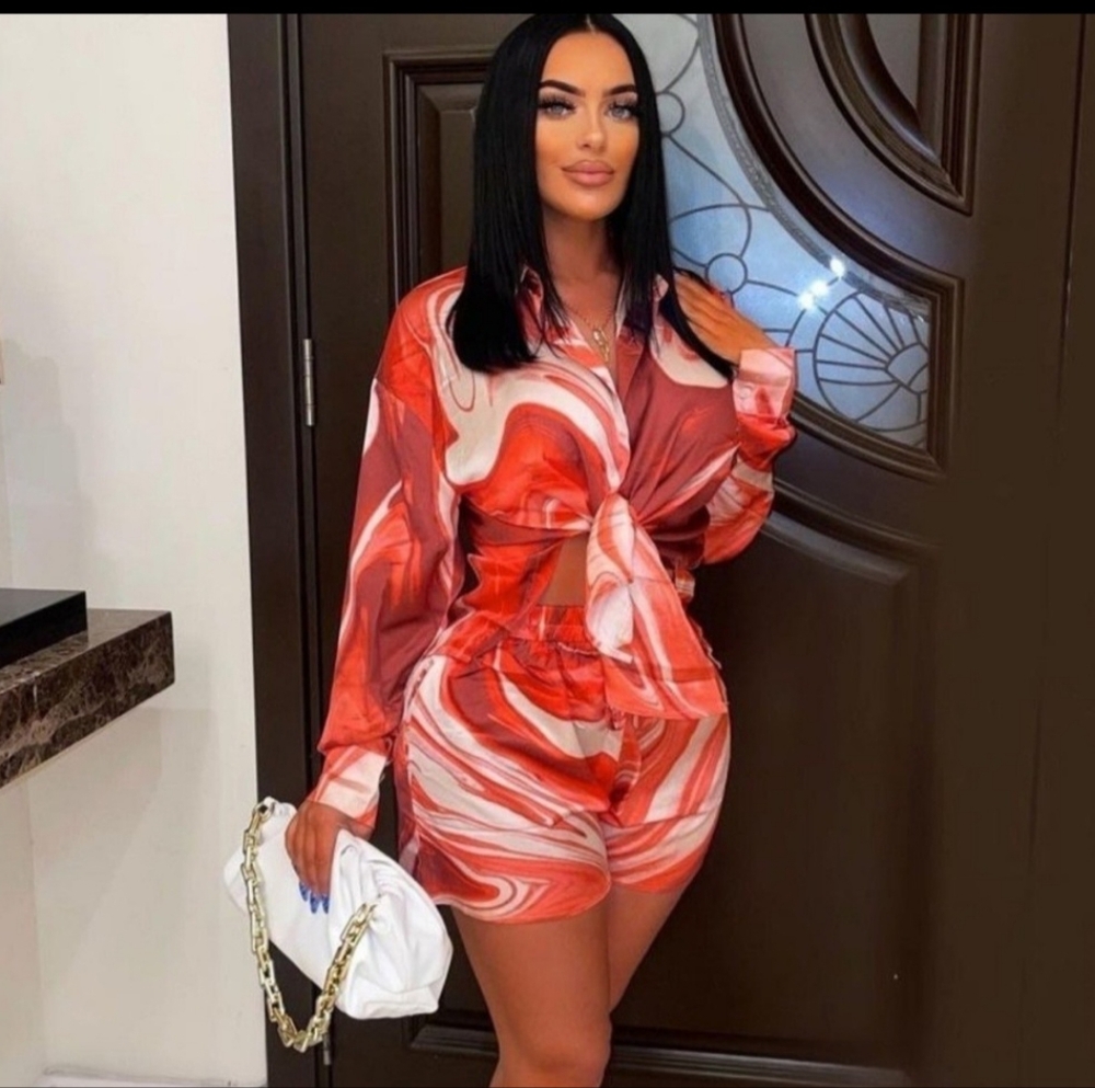 Brand New satin long sleeve short set